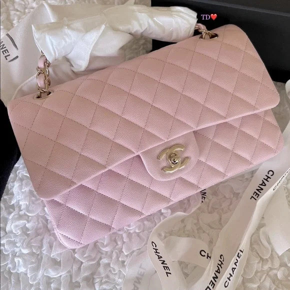 🎁 CHANEL Classic Double classic flap 22S rose Clair light pink